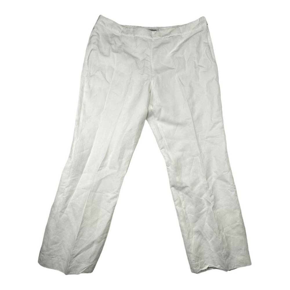 Kasper Audrey Classic Side Zip Linen Blend Pants size 18 White